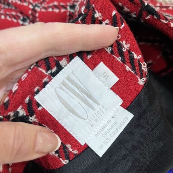 Vintage Clifford & Willis Red Black Wood Plaid Blazer Jacket sz 16 Career Suit - Picture 12 of 12